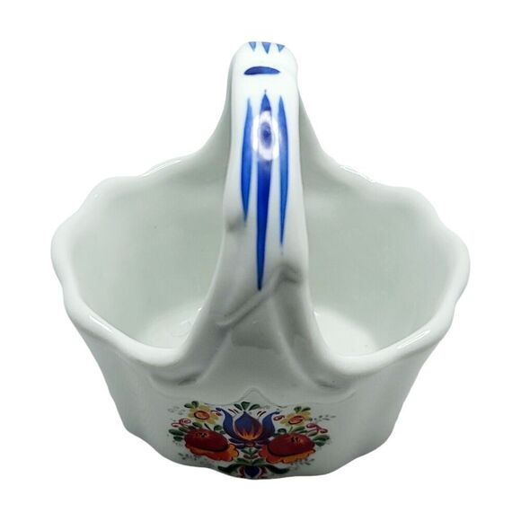 Reutter of Germany Floral Design Porcelain Basket 3" Tall - Picture 5 of 8